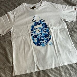 Bape White and Blue Camouflage Short Sleeve Tee